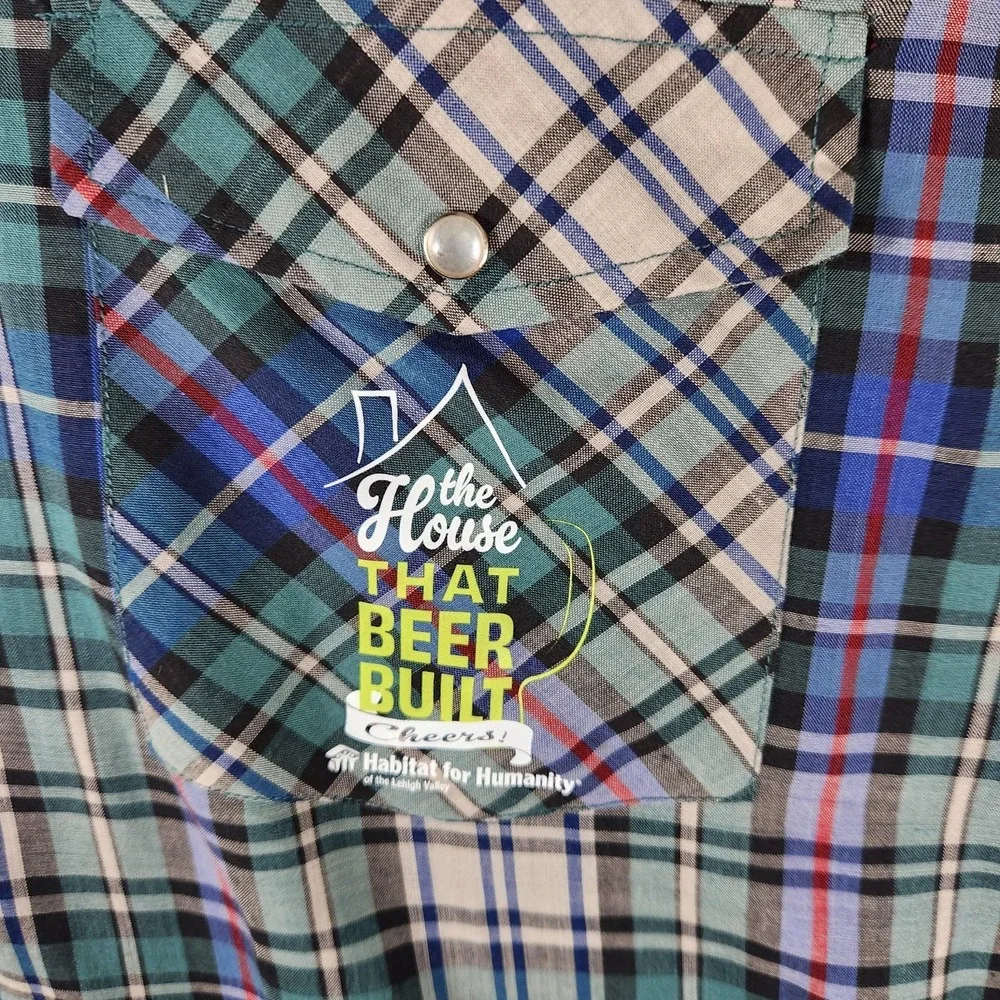 McGregor Mens Pearl‎ Snap Western Shirt L Plaid Short Sleeve Cowboy